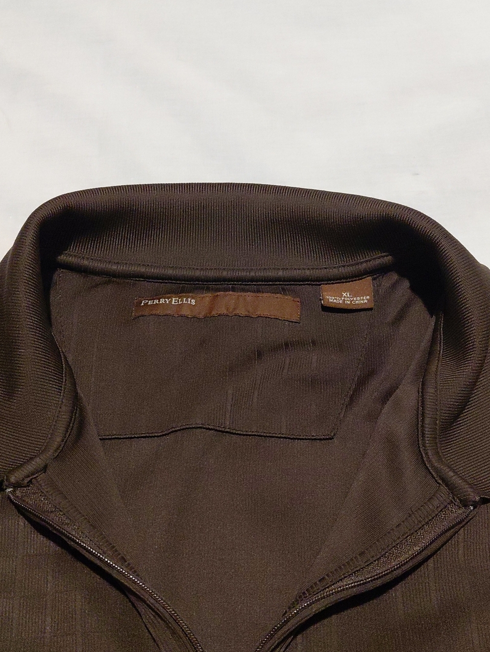 Perry Ellis Men's Brown Zip-Front XL Polo Shirt - Picture 7 of 7